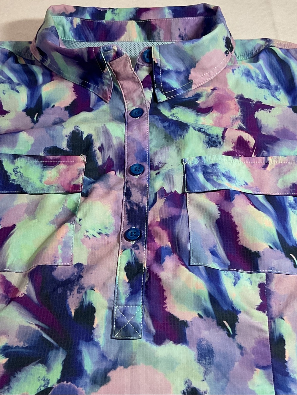 Reel Legends Sleeveless Watercolor Print Shift Dress in Purple and Teal - Picture 4 of 5